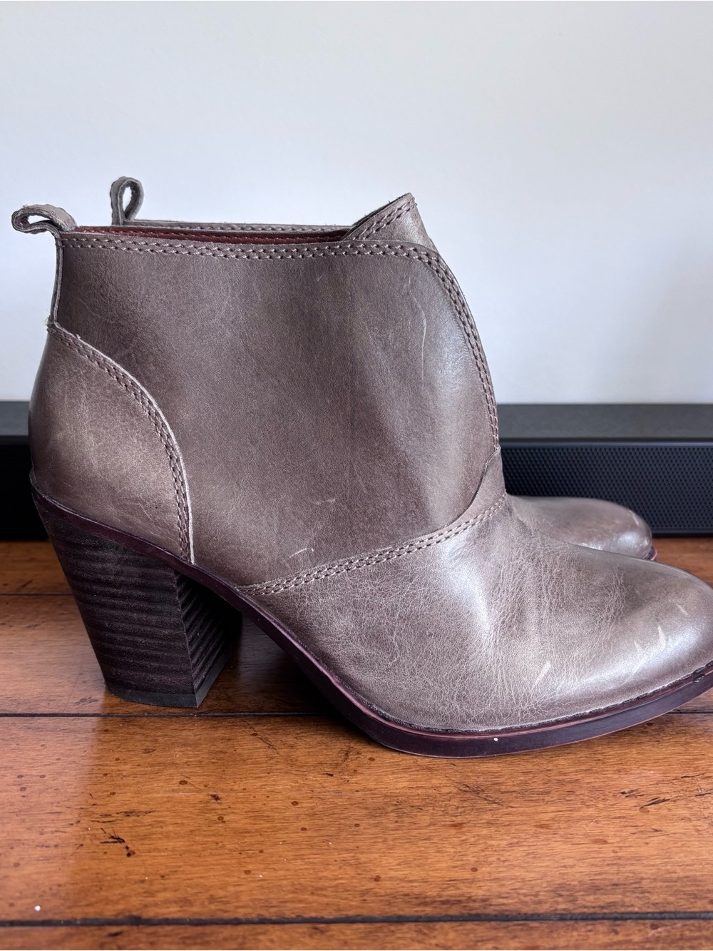 Lucky Brand Gray/Beige Leather Ankle Booties